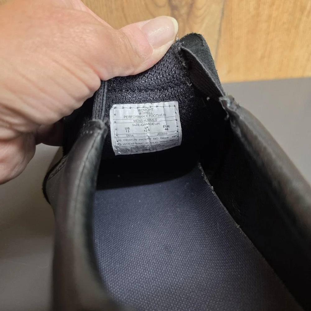 Merrell Shoes Mens Size 13 Black Leather Slip On Casual Comfort Slip Resistant